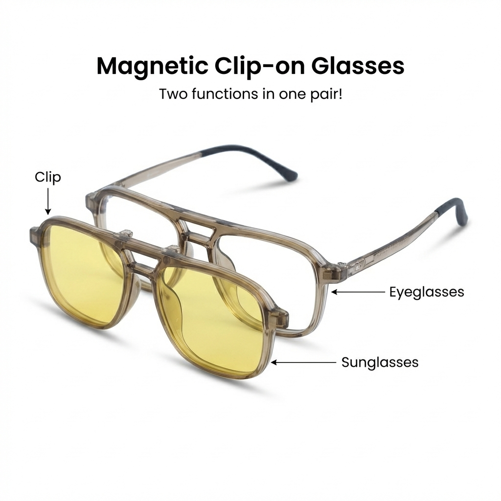 OG Crystal Dusk | Transparent Aviator Square  Clip on Sunglasses