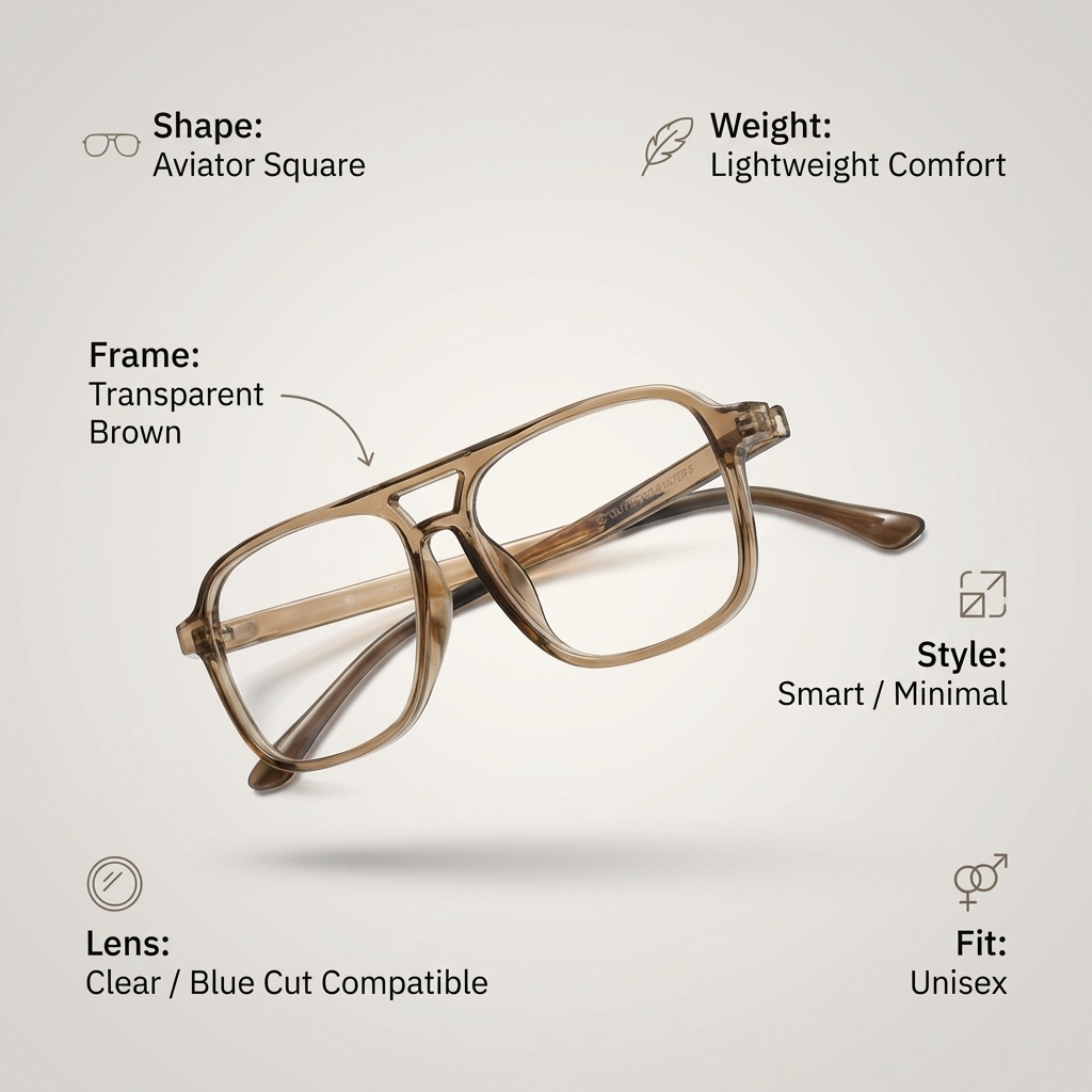 OG Crystal Dusk | Transparent Aviator Square  Clip on Sunglasses