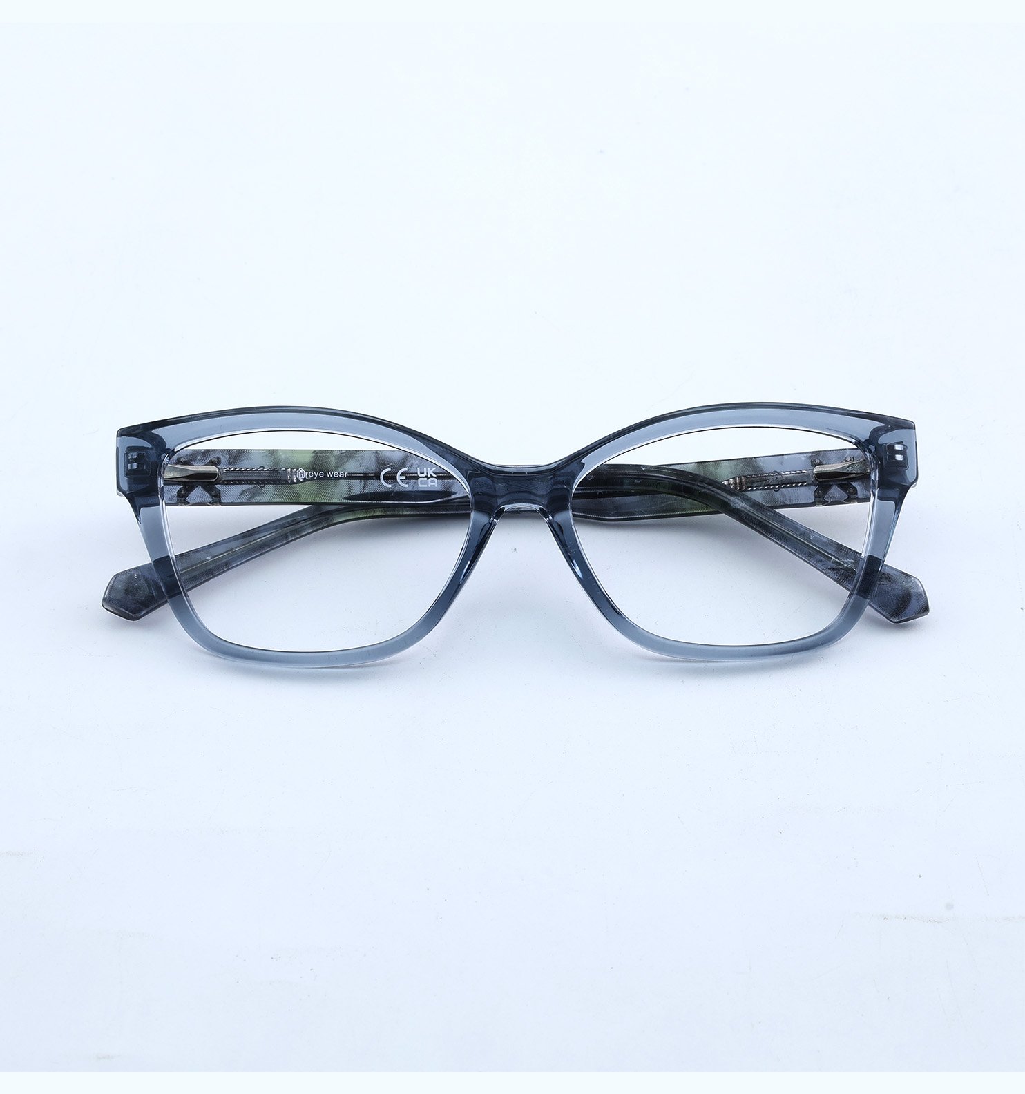 OG Crystal Edge Blue Transparent Full Rim Square Eyeglasses for Men | Premium Lightweight Optical Frame for Men