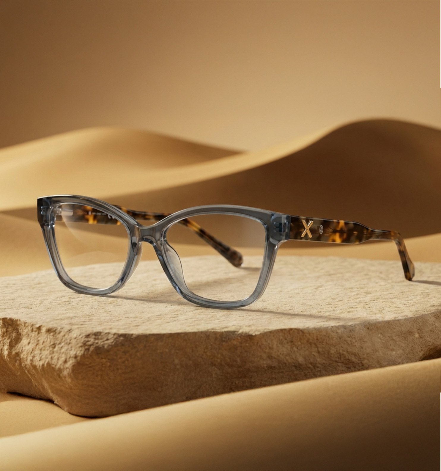 OG Crystal Edge Blue Transparent Full Rim Square Eyeglasses for Men | Premium Lightweight Optical Frame for Men