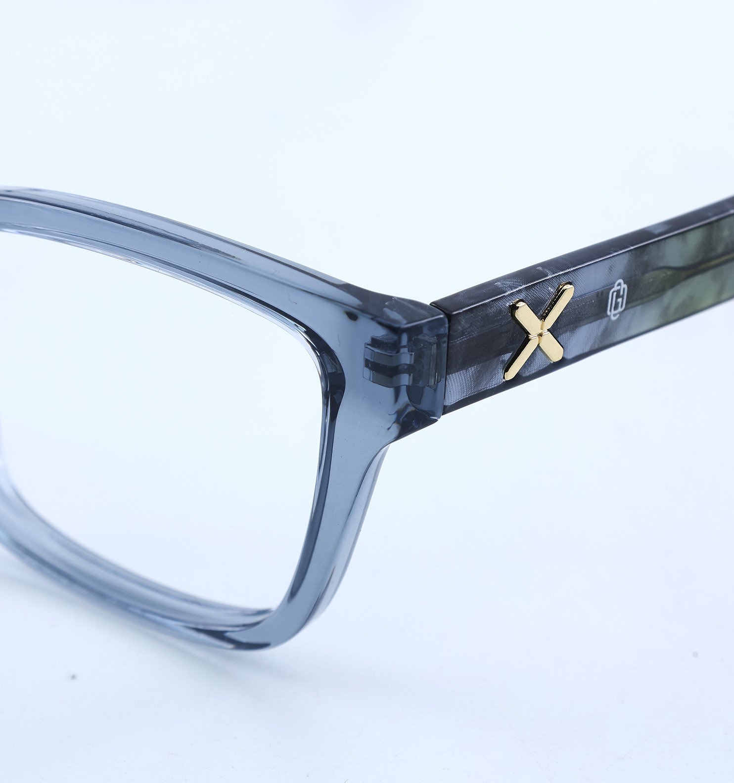 OG Crystal Edge Blue Transparent Full Rim Square Eyeglasses for Men | Premium Lightweight Optical Frame for Men