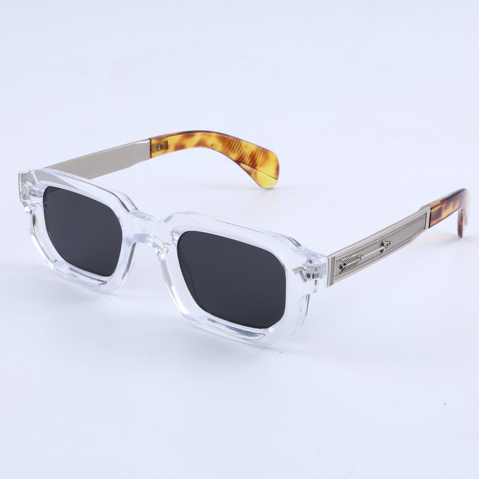 OG Crystal Havana Edge | Transparent Square Clip-On Sunglasses
