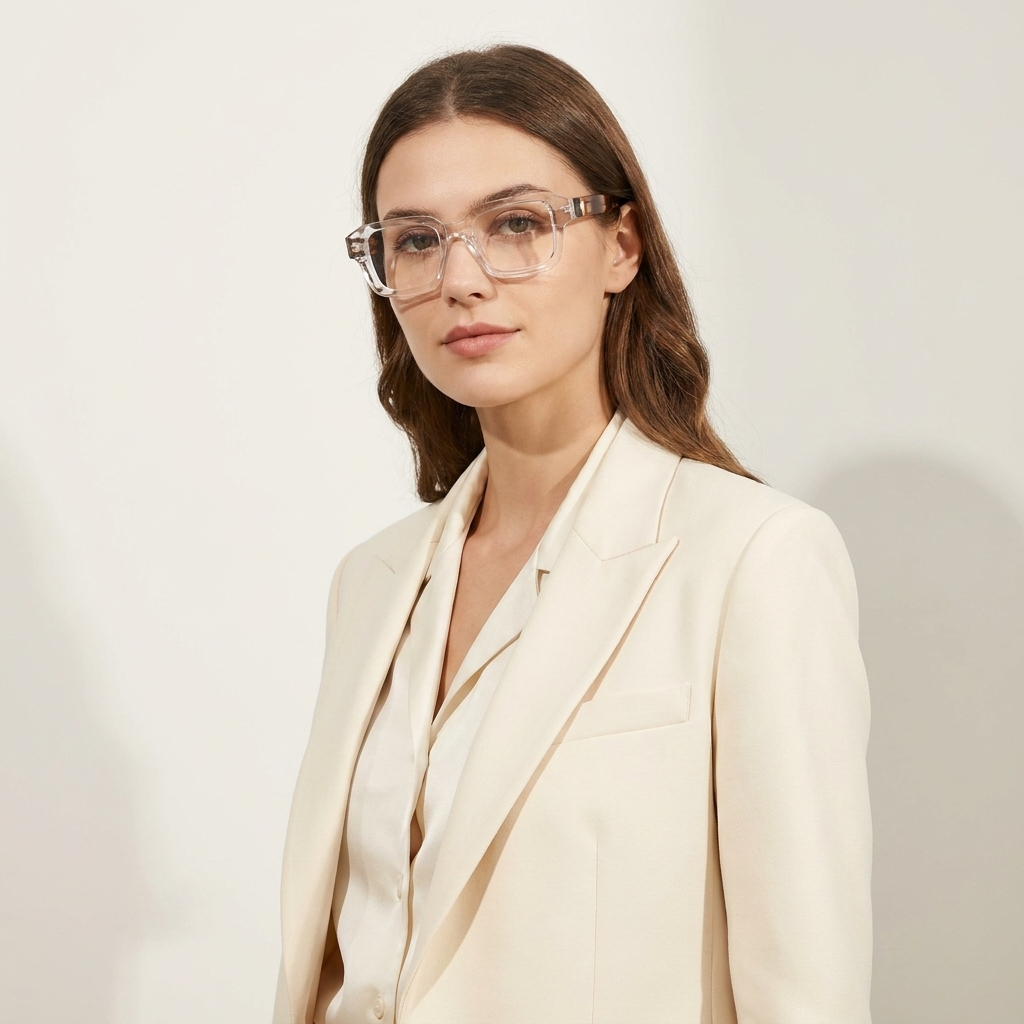 OG Crystal Havana | Transparent Square Eyeglasses with Tortoise Temples & Gold Accents