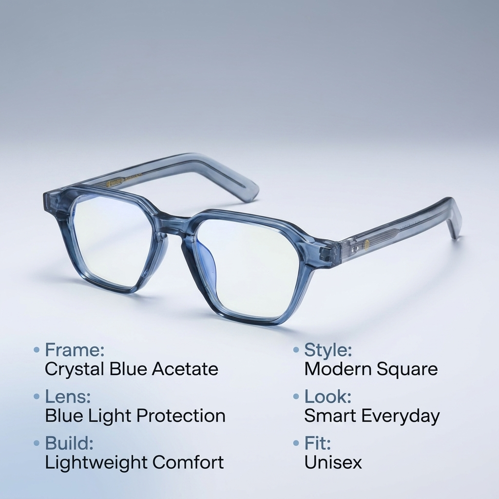 OG Crystal Ice Edge | Bold Square Eyeglasses