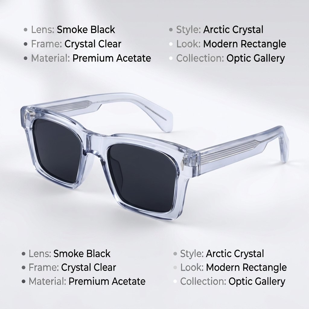OG Crystal Ice | Premium Transparent Square Sunglasses with Smoke Black Lenses