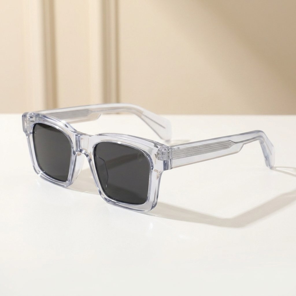 OG Crystal Ice | Premium Transparent Square Sunglasses with Smoke Black Lenses