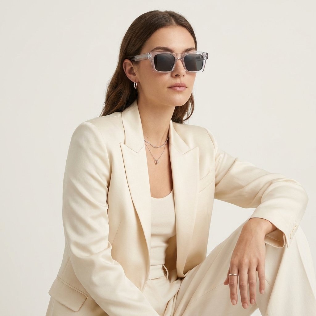 OG Crystal Ice | Premium Transparent Square Sunglasses with Smoke Black Lenses