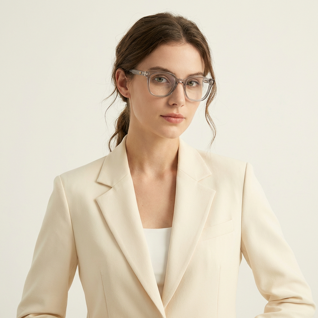 OG Crystal Luxe Full Rim Square Eyeglasses | Premium Transparent Grey Designer Optical Frame for Women