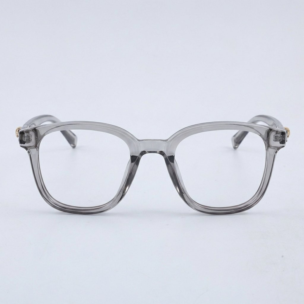 OG Crystal Luxe Full Rim Square Eyeglasses | Premium Transparent Grey Designer Optical Frame for Women