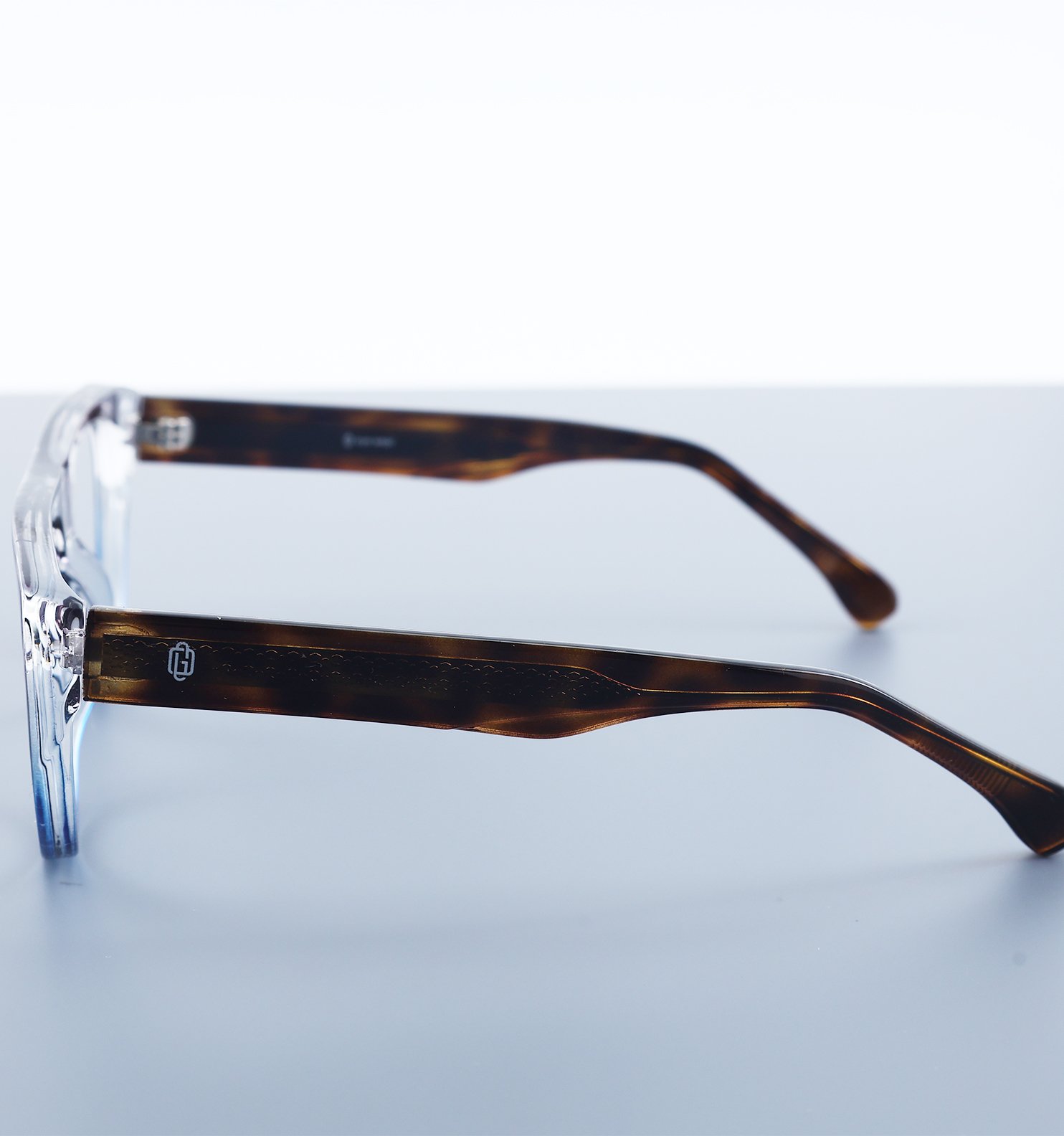 OG Crystal Men’s Full Rim Square Eyeglasses | Stylish Square Optical Frame in Blue Grey, Transparent & Yellow-Black