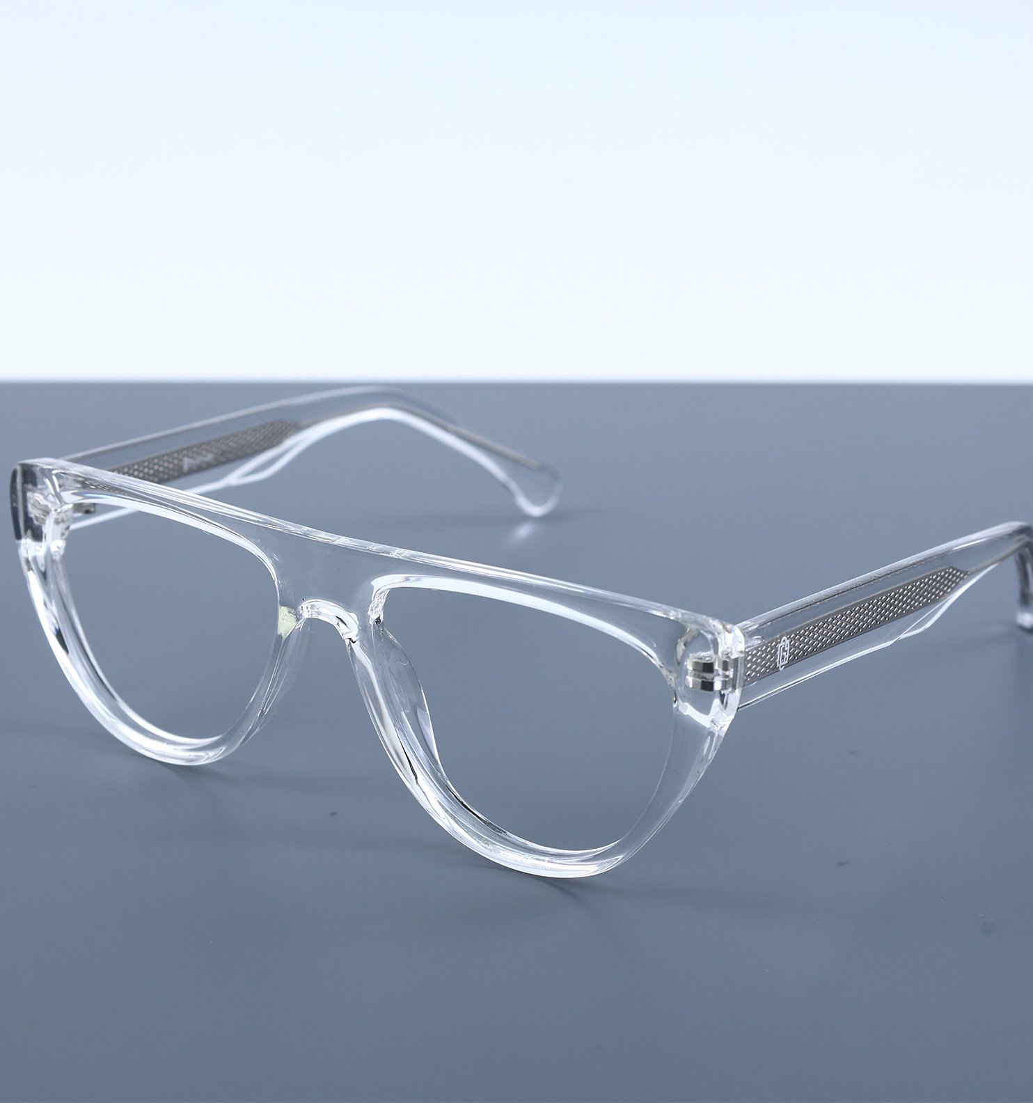 OG Crystal Men’s Full Rim Square Eyeglasses | Stylish Square Optical Frame in Blue Grey, Transparent & Yellow-Black