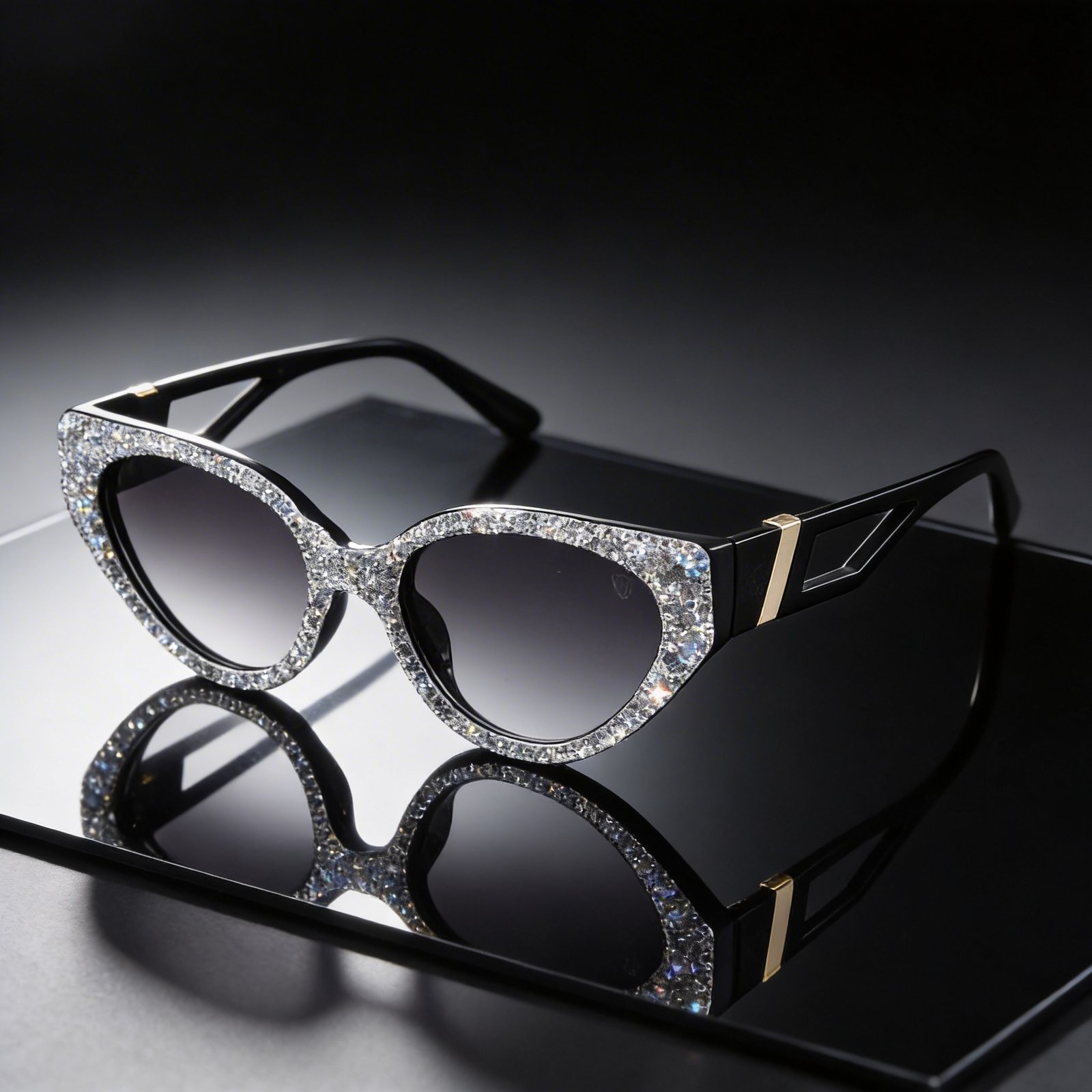 OG Crystal Noir Cat-Eye Sunglasses | Diamond-Studded Luxury Black Statement Shades for Women