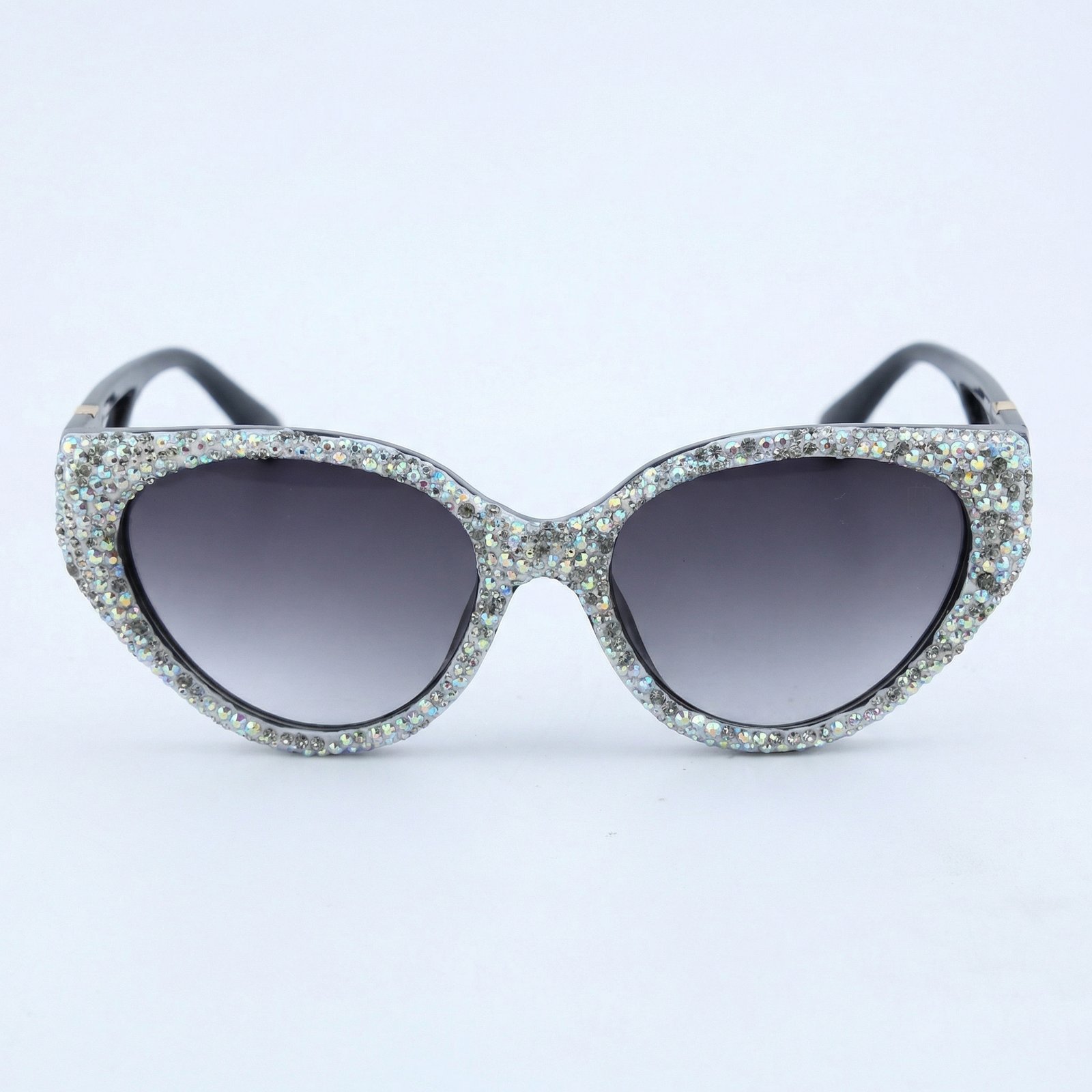 OG Crystal Noir Cat-Eye Sunglasses | Diamond-Studded Luxury Black Statement Shades for Women