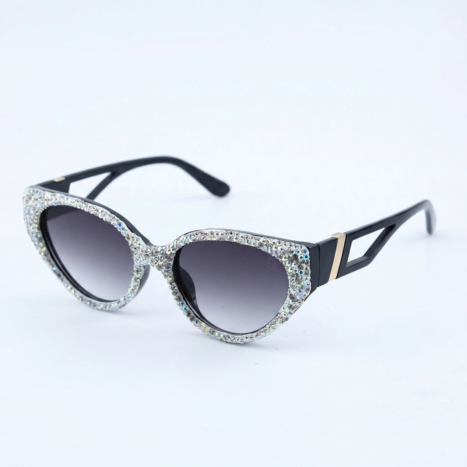 OG Crystal Noir Cat-Eye Sunglasses | Diamond-Studded Luxury Black Statement Shades for Women