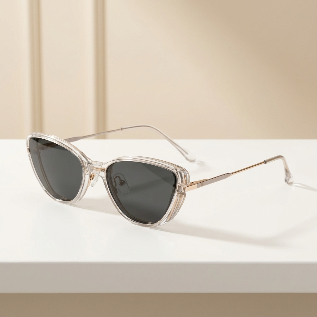 OG Crystal Noir Clip-On | Transparent Cat-Eye Magnetic Sunglasses