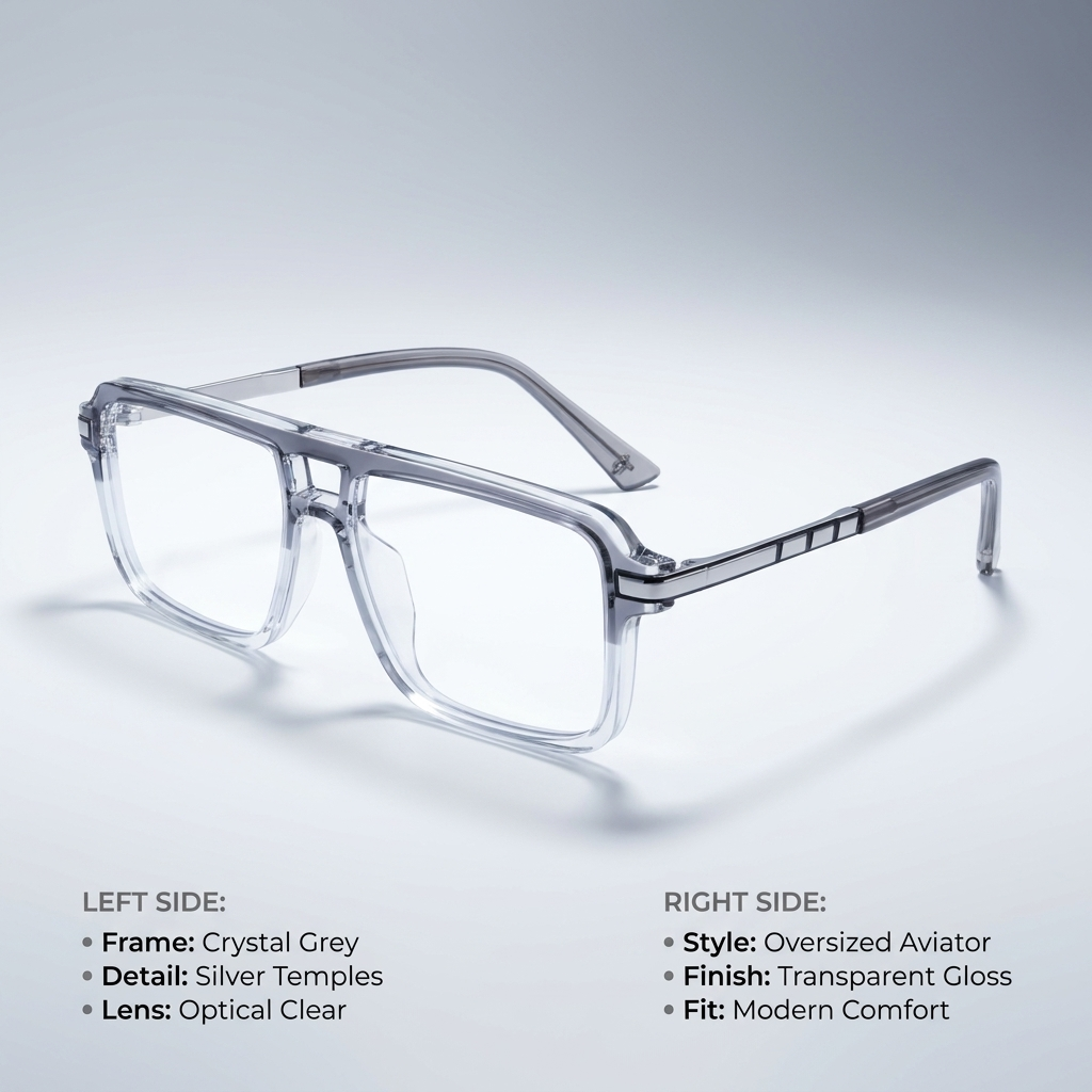 OG Crystal Phantom | Transparent Ice Navigator Eyeglasses with Gunmetal Precision Temples
