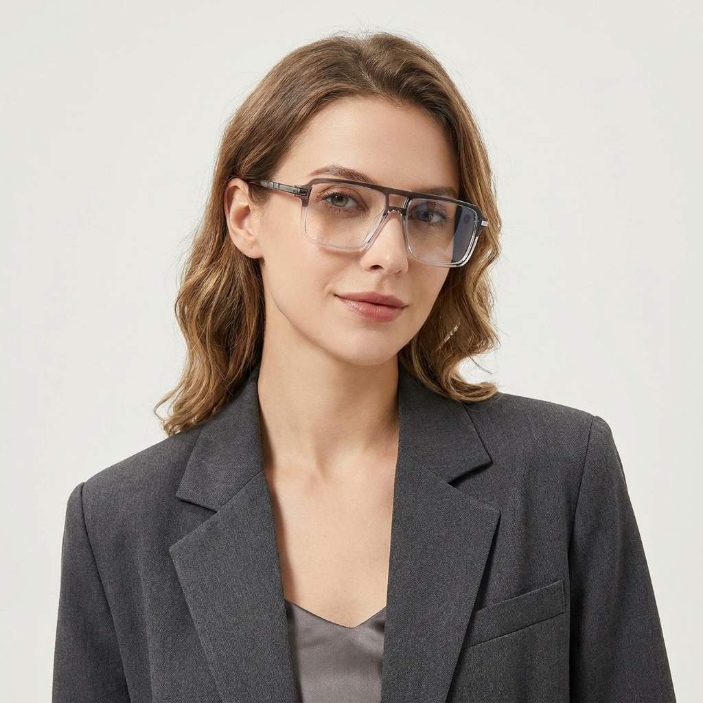 OG Crystal Phantom | Transparent Ice Navigator Eyeglasses with Gunmetal Precision Temples