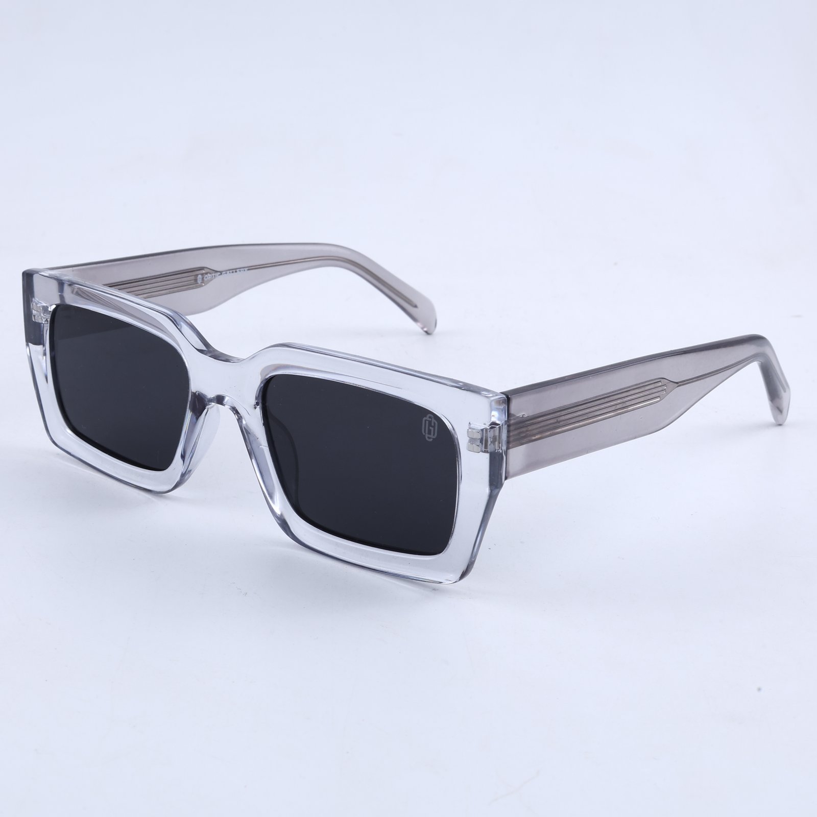 OG Crystal Phantom | Luxury Smoke Crystal Square Sunglasses with Black Polarized Lenses