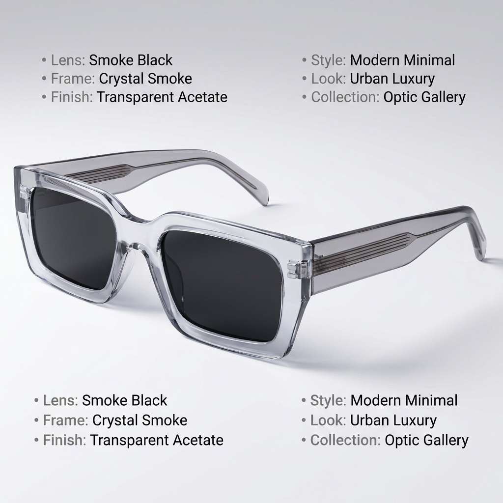 OG Crystal Phantom | Luxury Smoke Crystal Square Sunglasses with Black Polarized Lenses