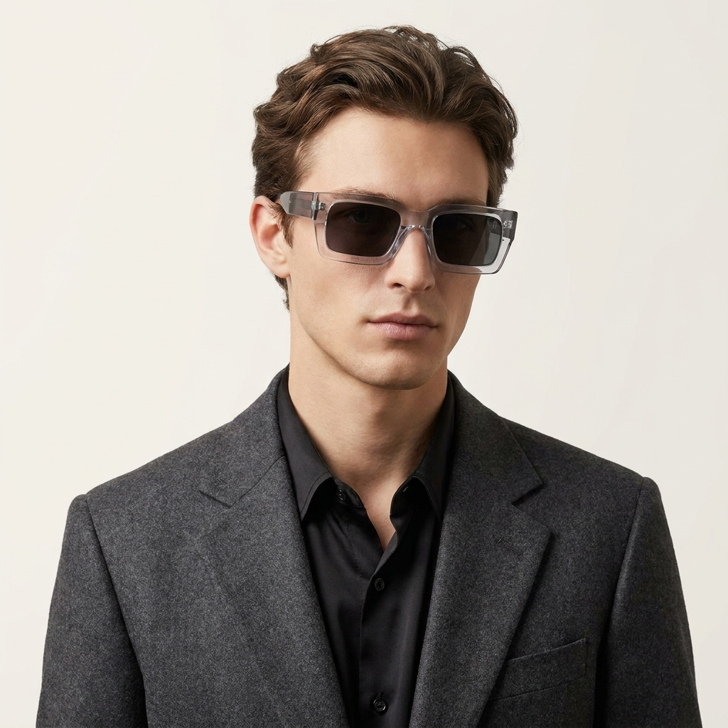OG Crystal Phantom | Luxury Smoke Crystal Square Sunglasses with Black Polarized Lenses