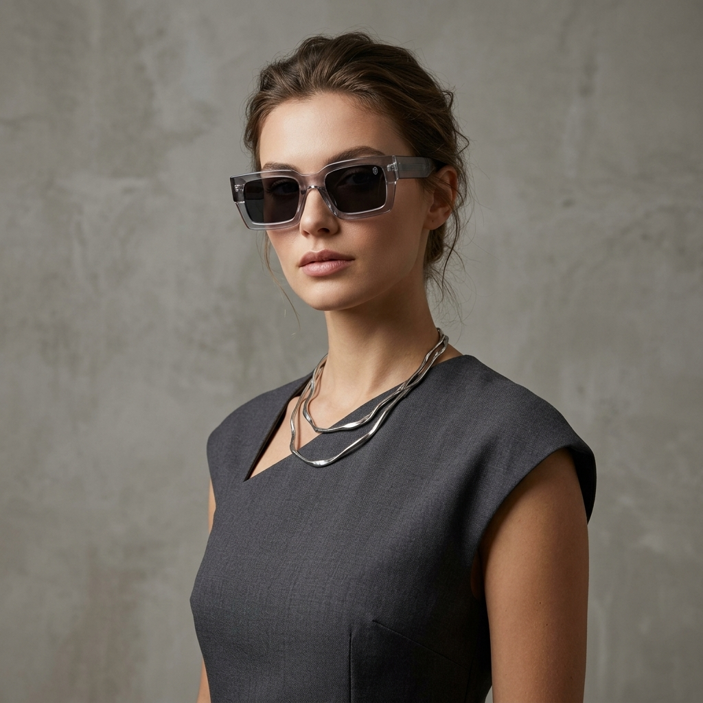 OG Crystal Phantom | Luxury Smoke Crystal Square Sunglasses with Black Polarized Lenses