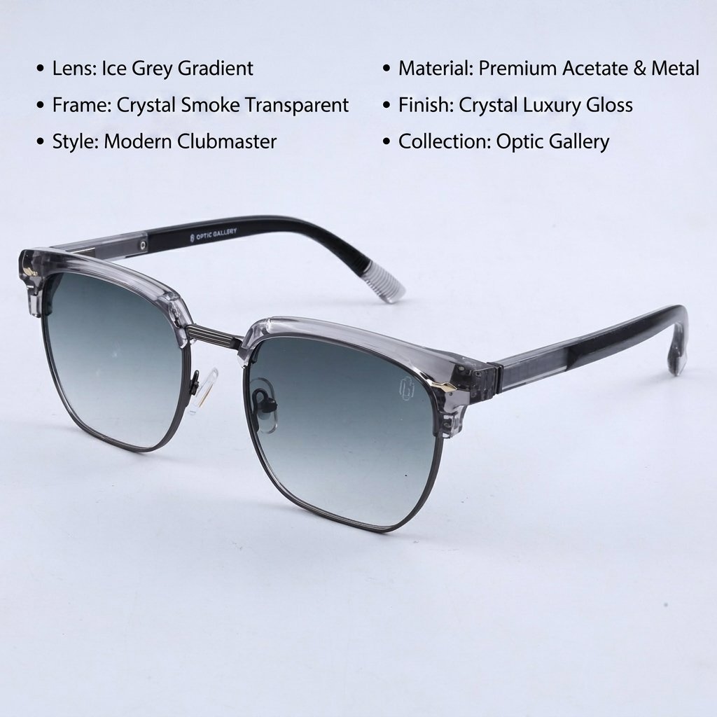 OG Crystal Phantom | Luxury Transparent Square Sunglasses with Ice Grey Gradient Lenses
