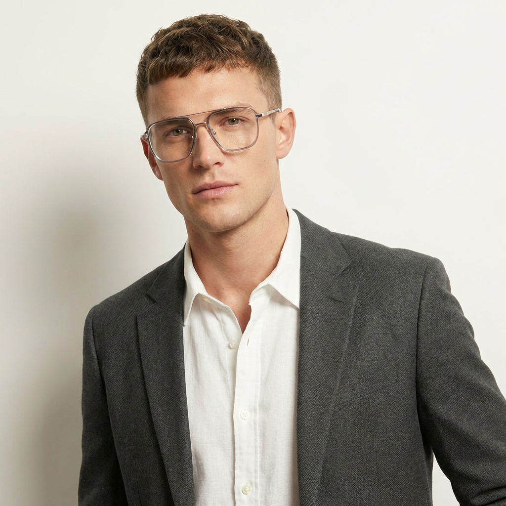 OG Crystal Pilot | Transparent Frame Square Aviator Sunglasses For Men