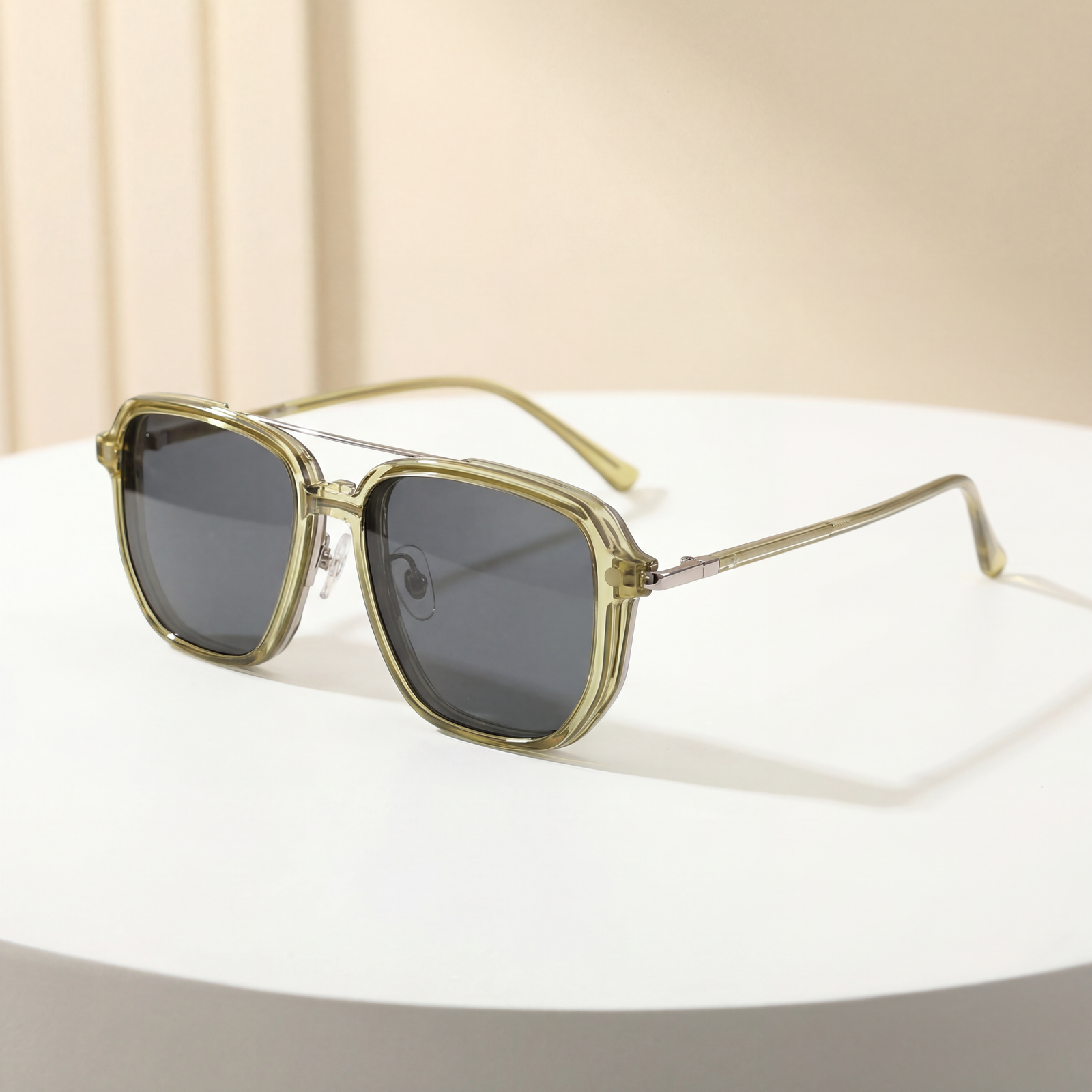 OG Crystal Pilot | Transparent Frame Square Aviator Sunglasses For Men