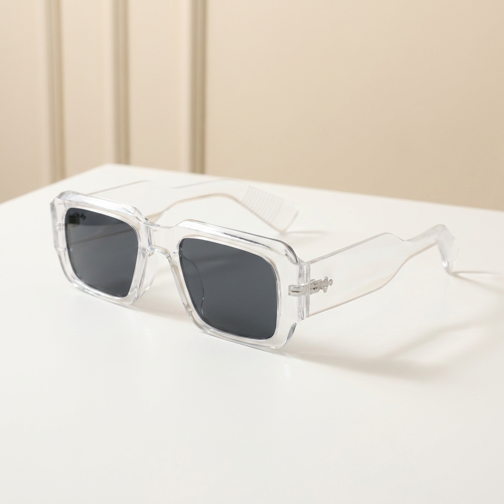 OG Crystal Shadow | Classic Square Black Lens Sunglasses