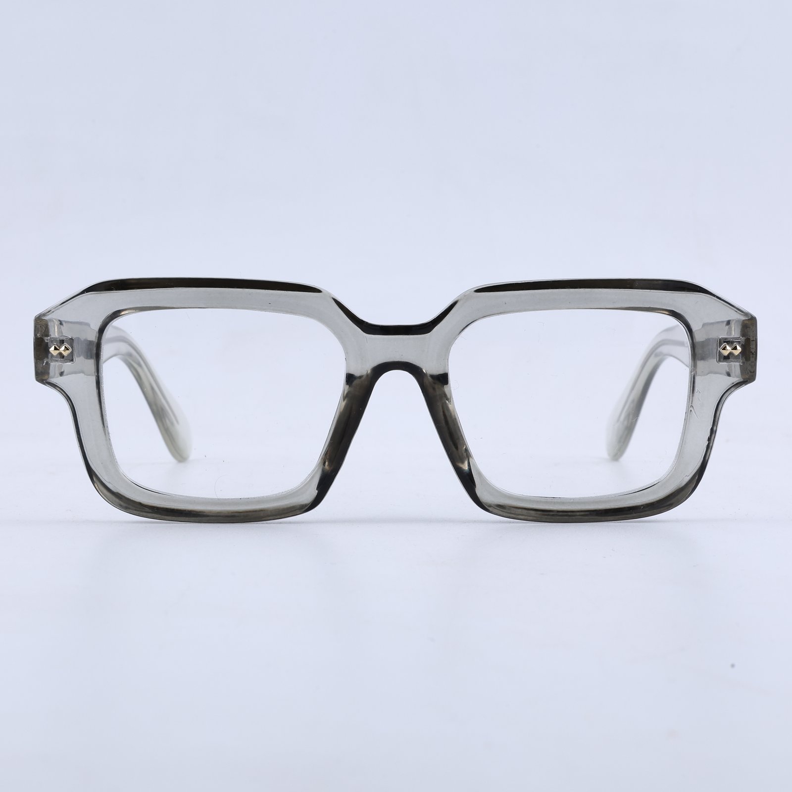 OG Crystal Smoke | Transparent Grey Luxury Eyeglasses with Signature Gold Detailing & Premium Sculpted Frame