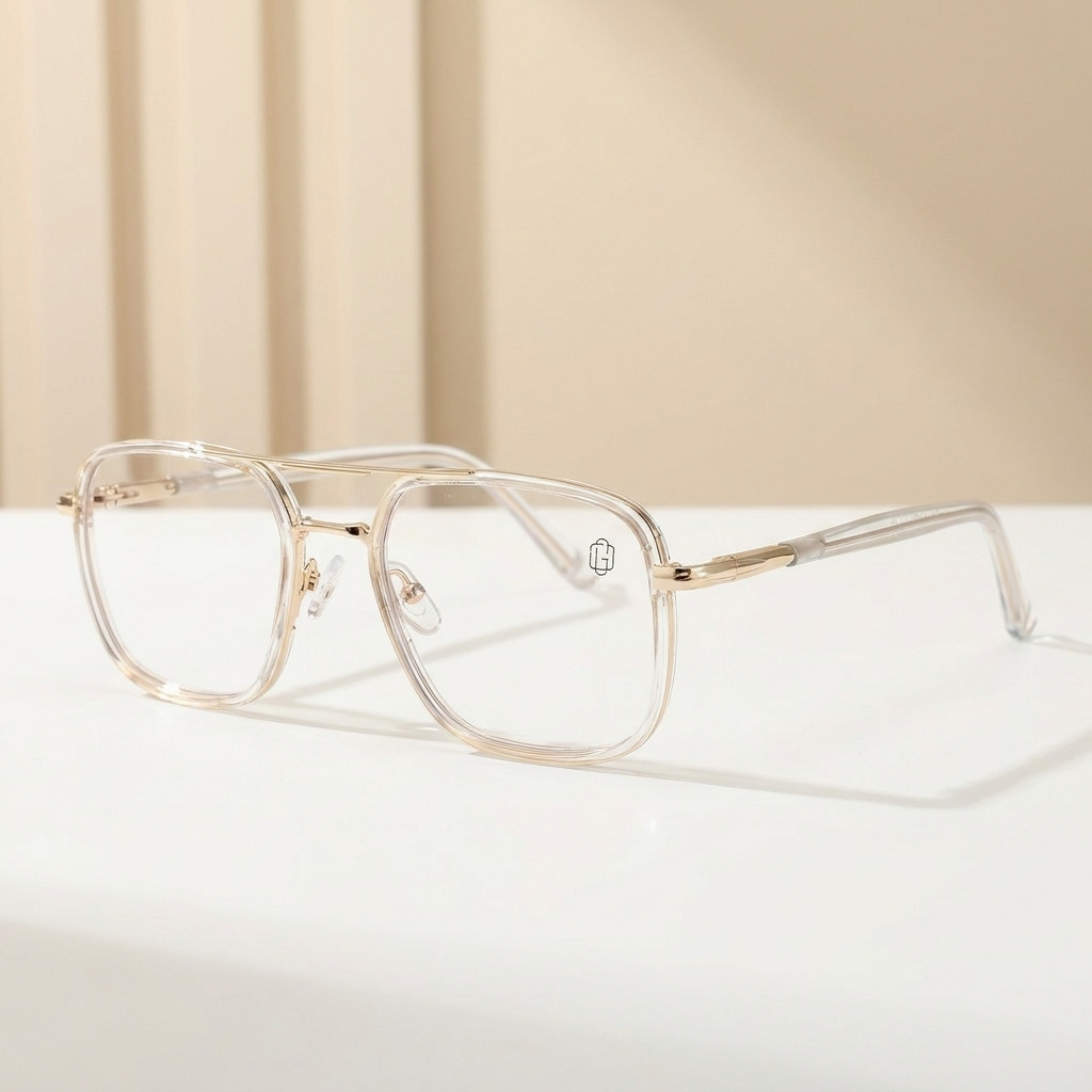 OG Crystal Sovereign | Luxury Transparent Gold Navigator Frame Eyewear