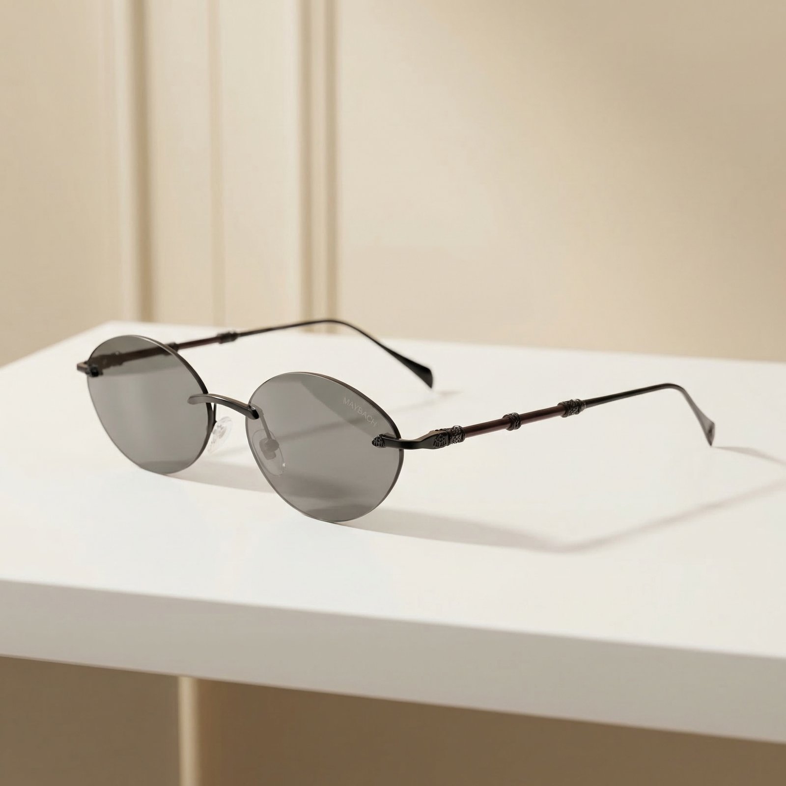 OG Dark Eclipse | Gunmetal Rimless Oval Sunglasses