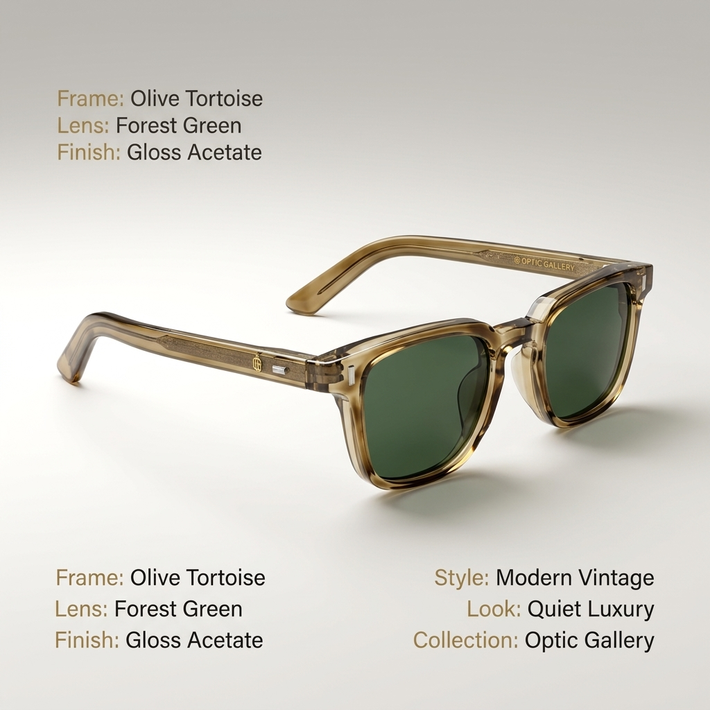OG Desert Moss | Honey Crystal Square Sunglasses with Deep Green Lenses