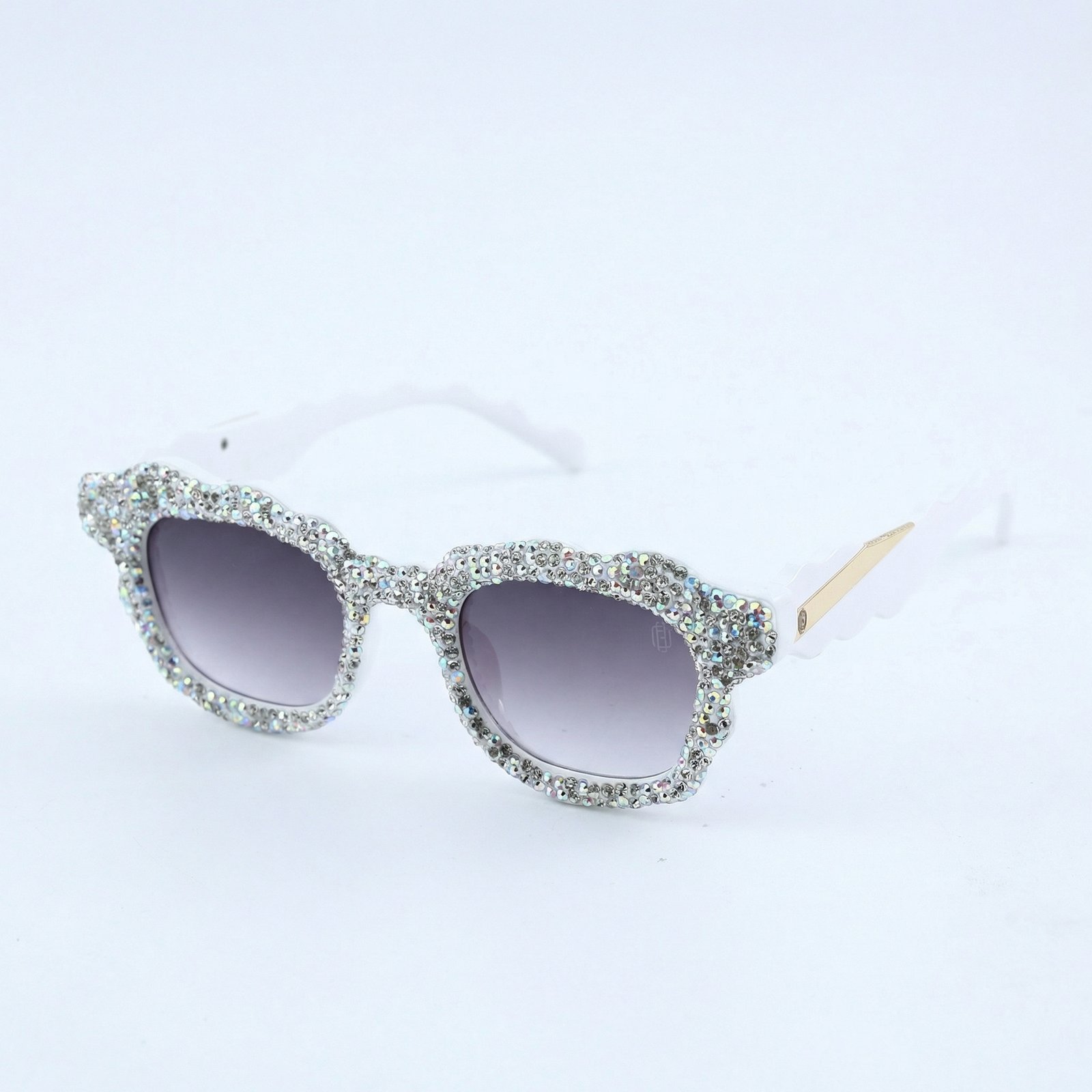 OG Diamond Frost | Crystal-Studded White Luxe Statement Sunglasses