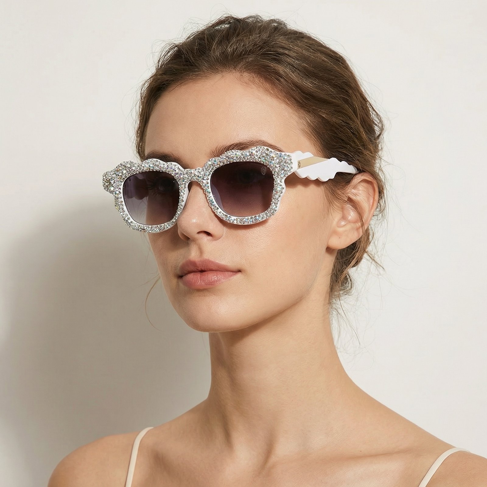 OG Diamond Frost | Crystal-Studded White Luxe Statement Sunglasses