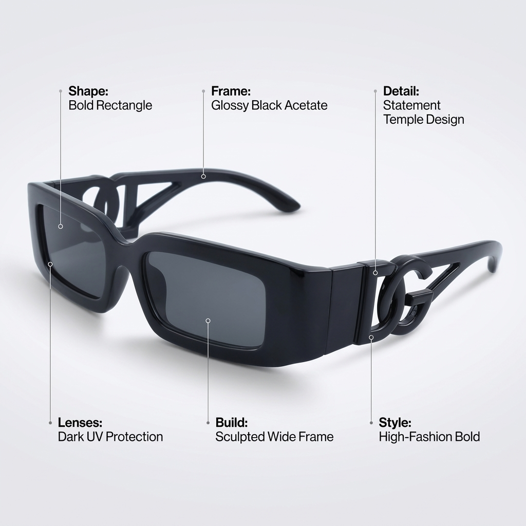 OG Eclipse Chain | Bold Black Statement Sunglasses