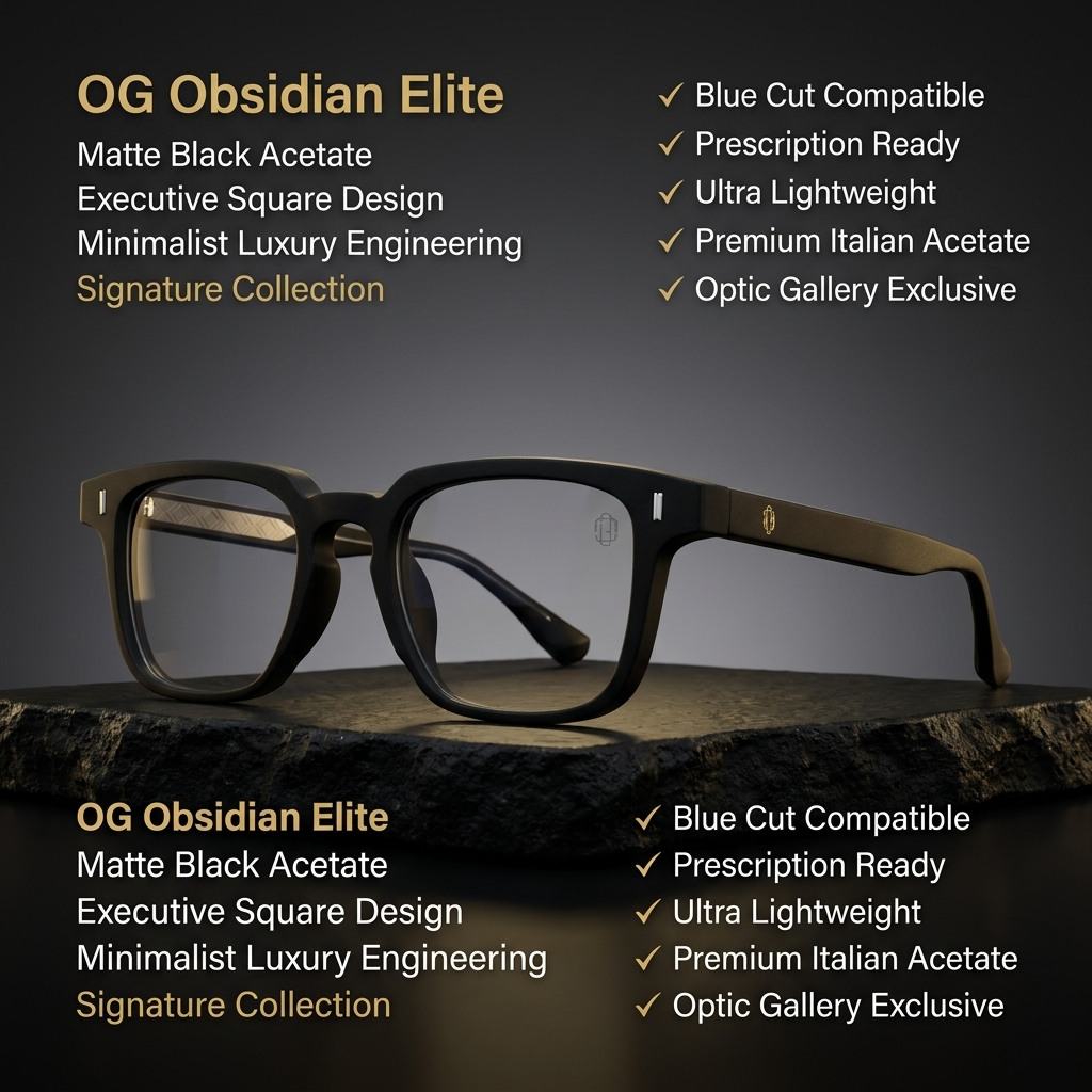 OG Eclipse Sovereign | Luxury Matte Black Optical Frame with Signature Gold Crest