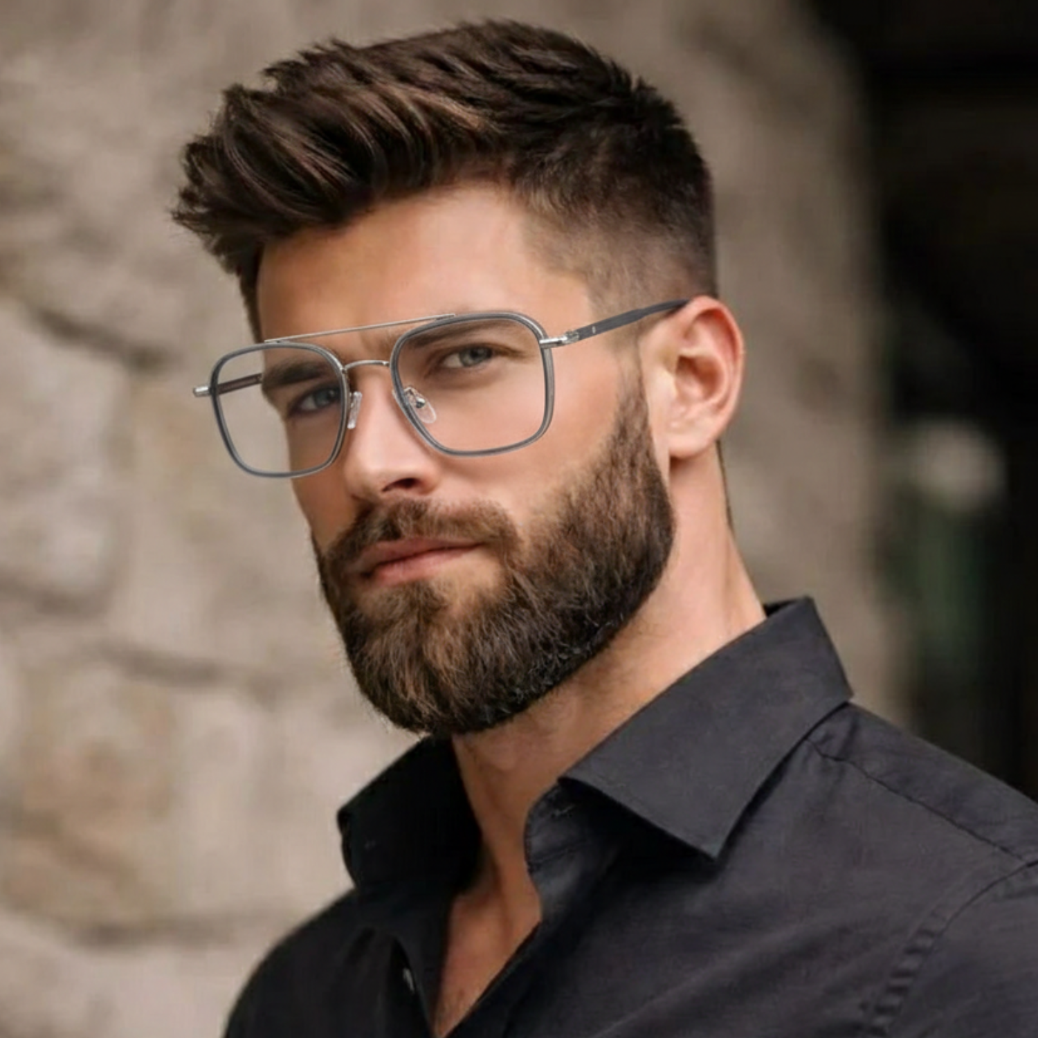 OG Elite Metal Aviator Square Full Rim Eyeglasses for Men