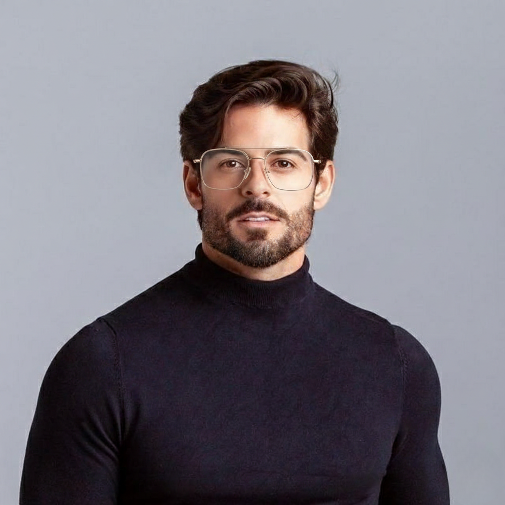 OG Elite Metal Aviator Square Full Rim Eyeglasses for Men