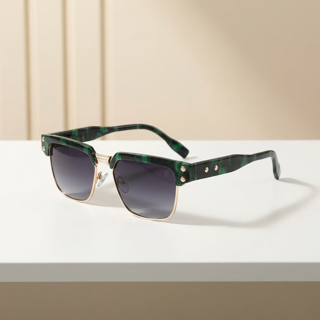OG Emerald Crest | Green Marble Browline Gradient Sunglasses