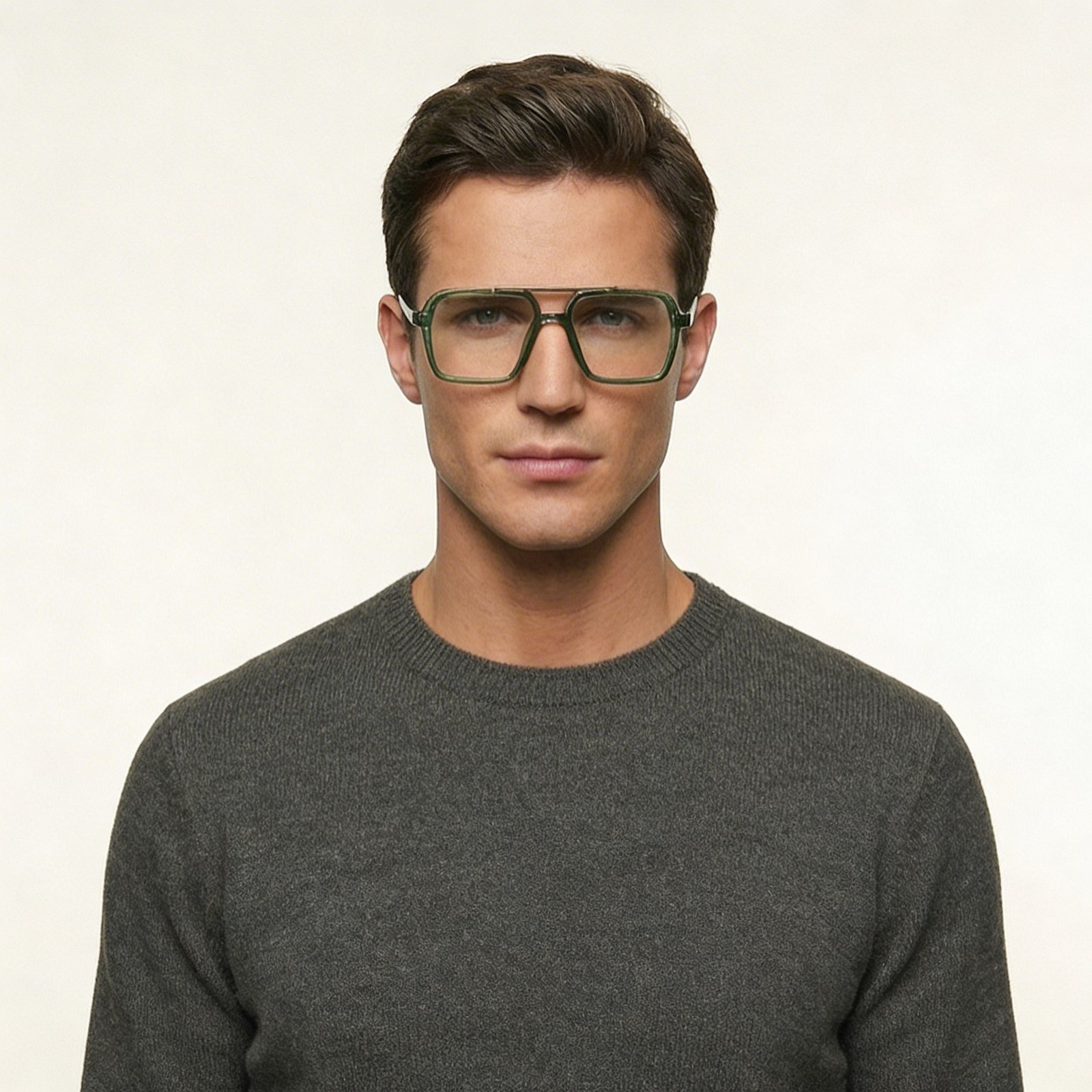 OG Emerald Edge Full Rim Square Eyeglasses | Transparent Premium Bold Optical Frame for Men