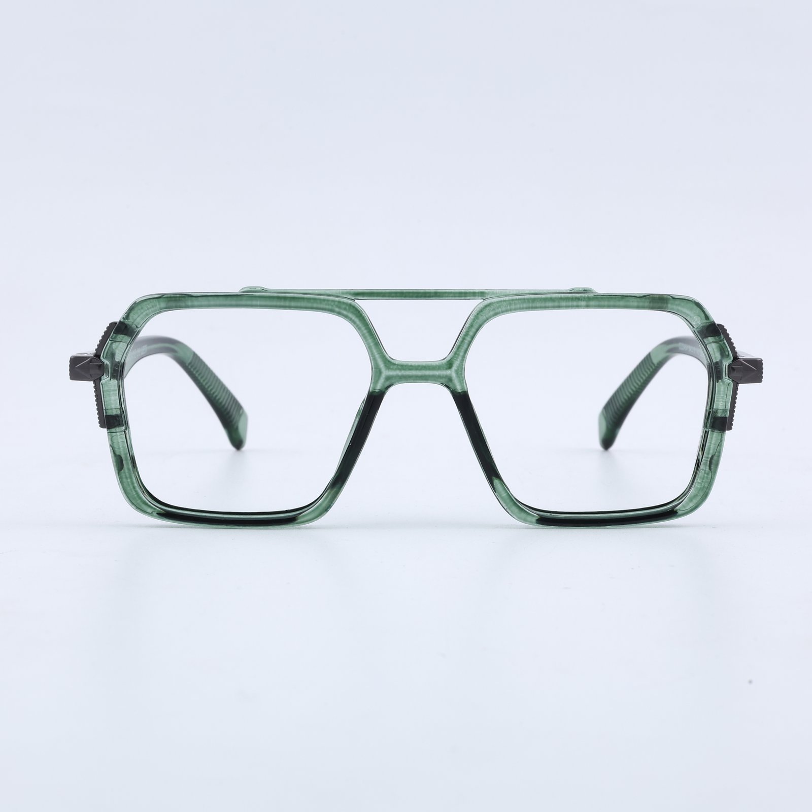 OG Emerald Edge Full Rim Square Eyeglasses | Transparent Premium Bold Optical Frame for Men