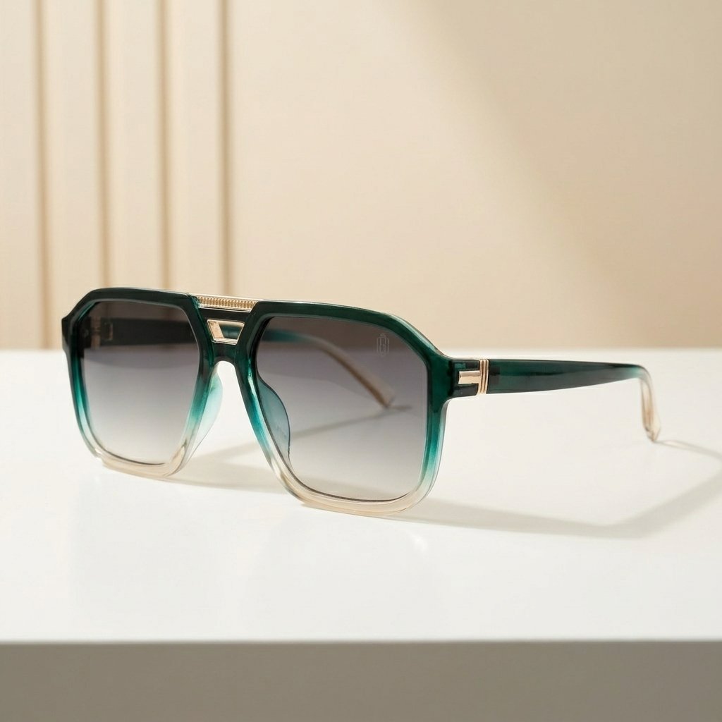 OG Emerald Sovereign | Luxury Emerald Fade Oversized Square Sunglasses with Smoke Gradient Lenses