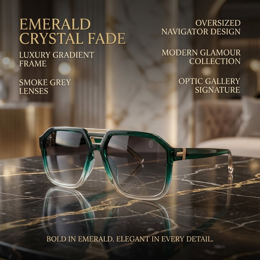 OG Emerald Sovereign | Luxury Emerald Fade Oversized Square Sunglasses with Smoke Gradient Lenses