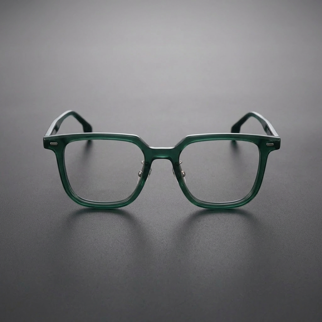 OG Forest Edge Full Rim Square Eyeglasses | Premium Matte Green Lightweight Optical Frame for Men