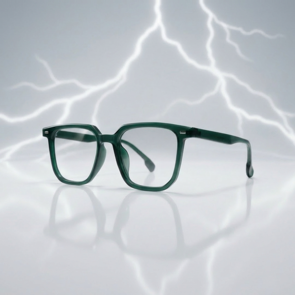 OG Forest Edge Full Rim Square Eyeglasses | Premium Matte Green Lightweight Optical Frame for Men