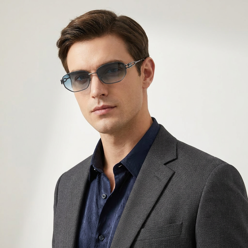 OG Frost Edge | Silver Slim Frame Sunglasses with Ice Blue Gradient Lenses