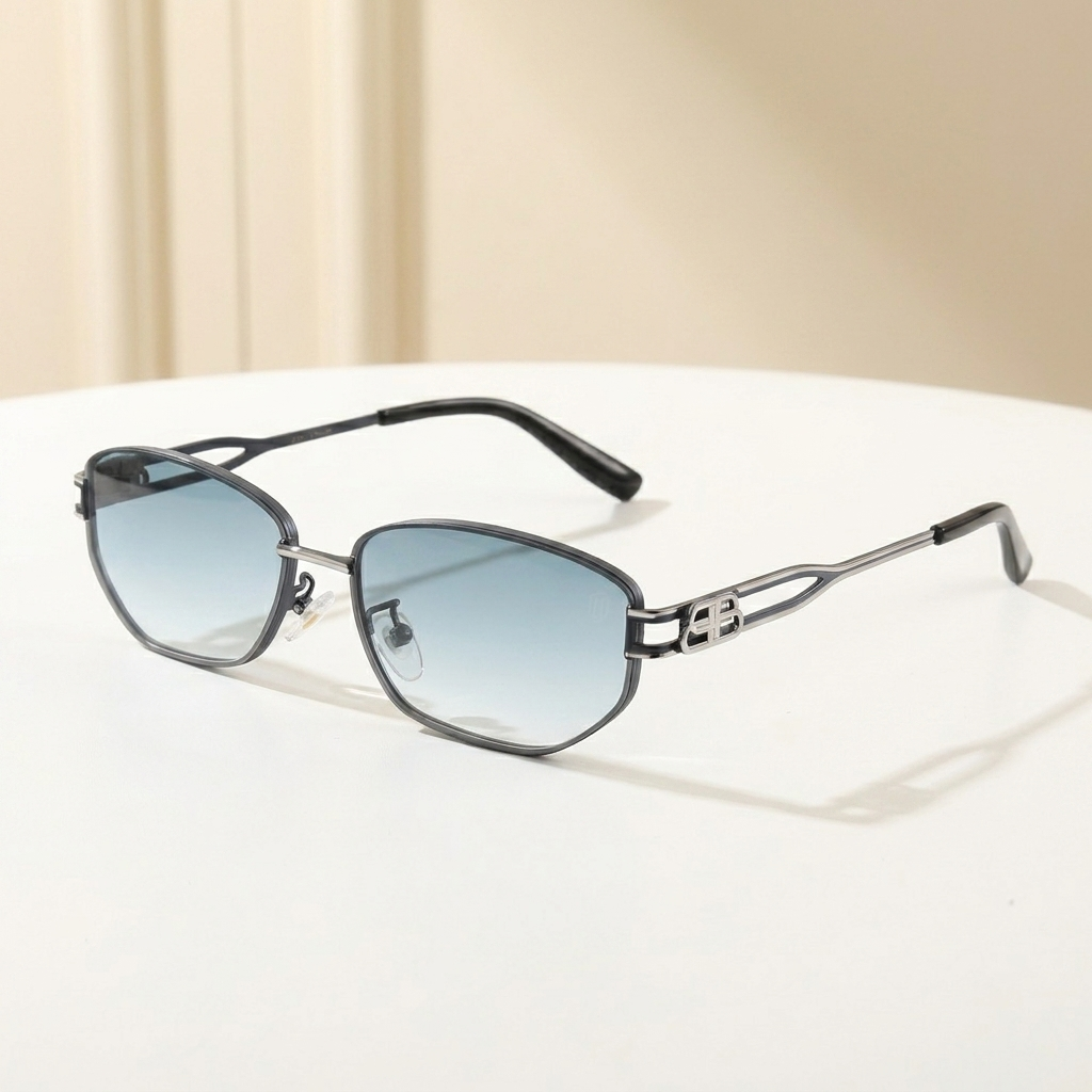 OG Frost Edge | Silver Slim Frame Sunglasses with Ice Blue Gradient Lenses