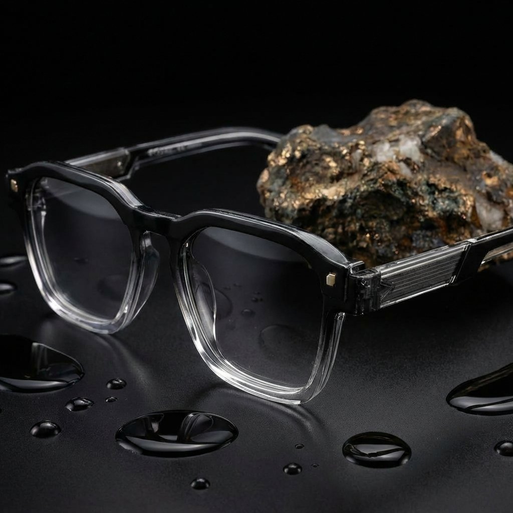 OG Frost Fade Full Rim Square Eyeglasses | Premium Dual-Tone Transparent Optical Frame for Men