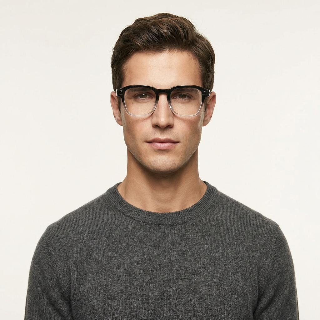 OG Frost Fade Full Rim Square Eyeglasses | Premium Dual-Tone Transparent Optical Frame for Men